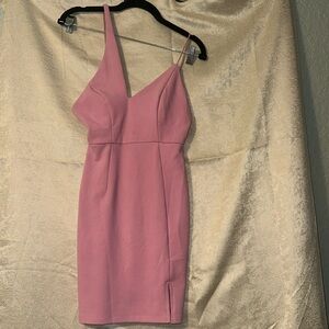 Hello Molly pink dress, size XS. Spaghetti mini step one side and thick other